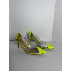 NEW Schutz Sz 8.5 Pumps Neon Yellow Garthy Pointy Toe Heel See Through Clear